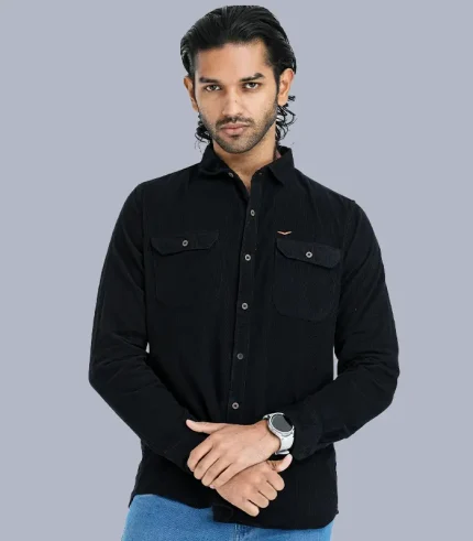 black casual long sleeve shirt