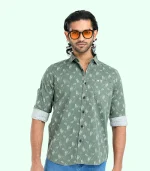 Green printed casual shirt