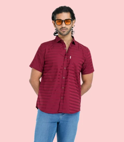 red casual shirt