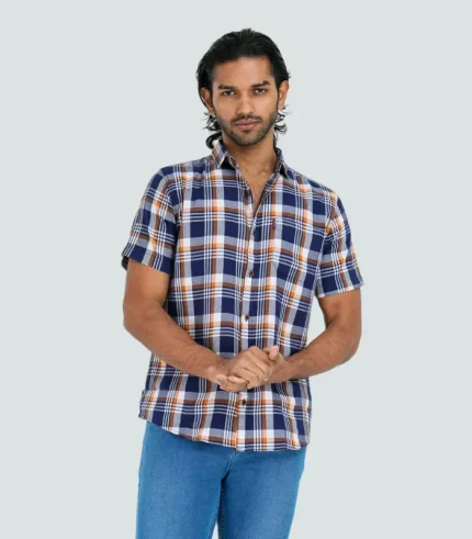 blue casual shirt for men