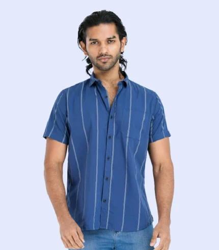 Blue striped casual shirt