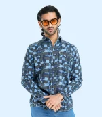 printed casual dark blue shirt