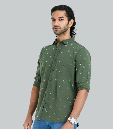 green cotton casual shirt