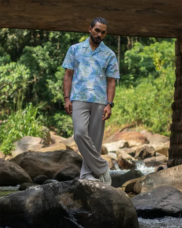 Luxury Royal Mist Cuban Collar Shirt - Image 2