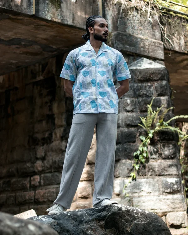 Luxury Royal Mist Cuban Collar Shirt - Image 3